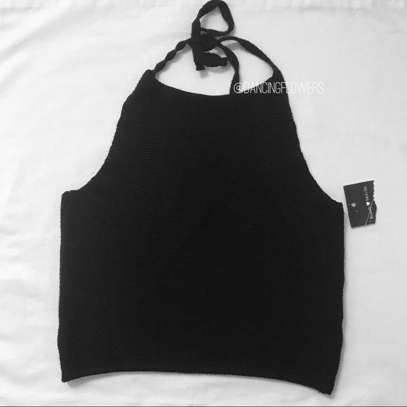 Brandy Melville Tops - Brandy Melville black knit Alyssa halter tie tank